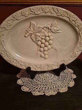 Home Accents Embossed Grape Oval Platter